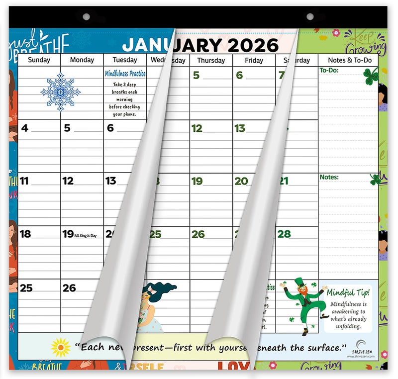 STRIVE ZEN 2026â€“2027 Magnetic Fridge Calendar â€“ 24-Month Refrigerator Planner, Strong Magnets, Tear-Off Pages, Large Writing Blocks + Notes (January 2026â€“December 2027) - Image 1